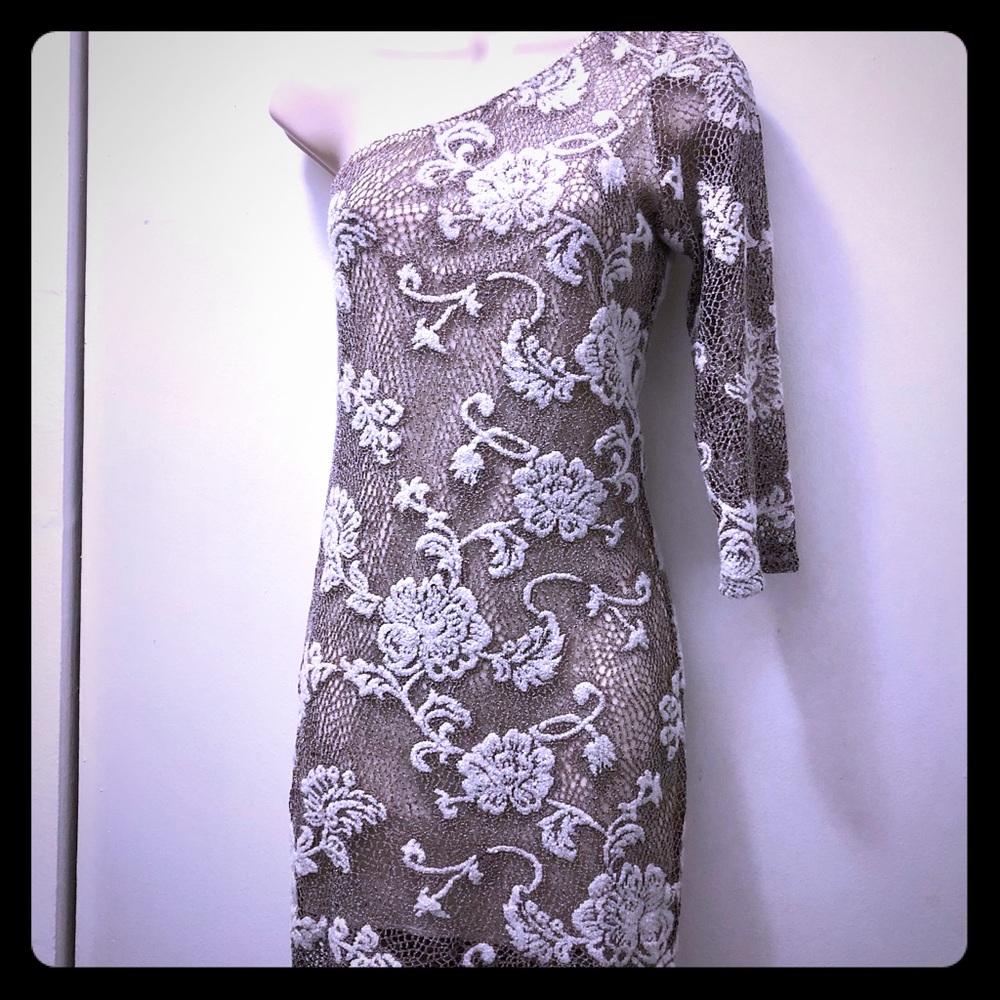 One Shoulder Open Back Sexy Floral Lace Dress